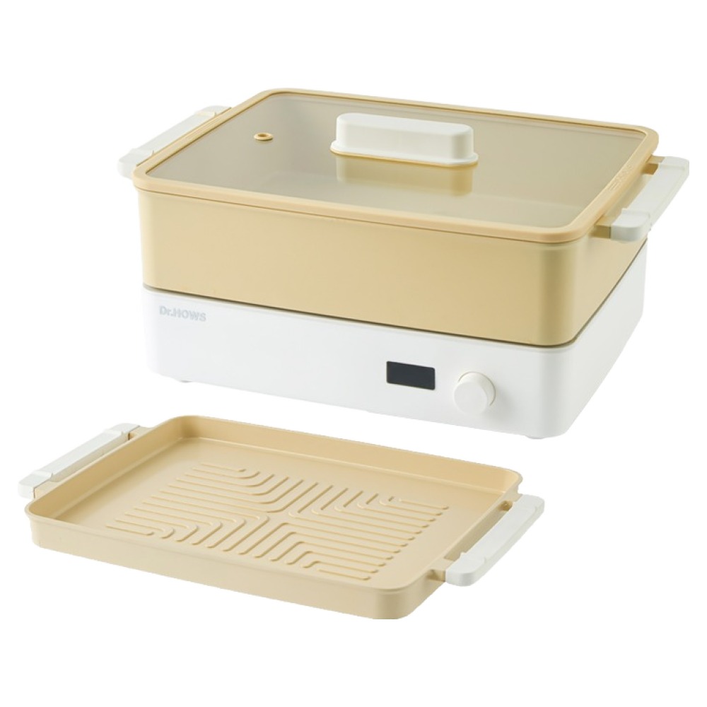 닥터하우스 도란도란 멀티쿠커 세트, 리드옐로우, 그릴팬 1.4L + 전골냄비 4.5L + 유리뚜껑 + 사각 핫플레이트, 1세트 140,000원