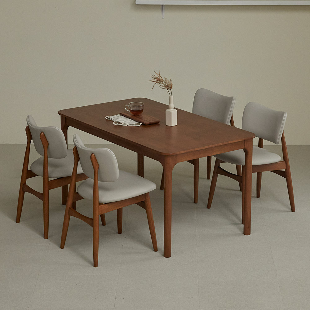 스칸딕 워즈 원목식탁 1400 + A의자 4P 4인용 방문설치, 월넛, 일반의자 4 493,510원