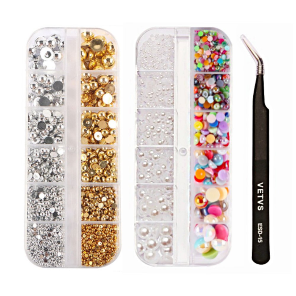 나의셀렉 네일참 올인원 4종 세트+핀셋 포함 컬러믹스AB+진주+실버+골드 반구 파츠 12,900원