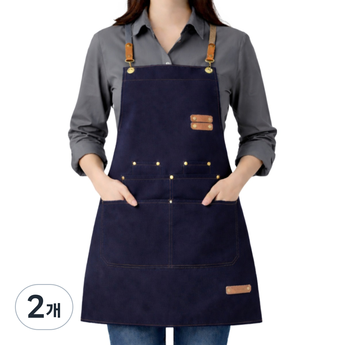 제이원 카페 바리스타 프리미엄 방수 앞치마, 2개, 블랙 22,800원