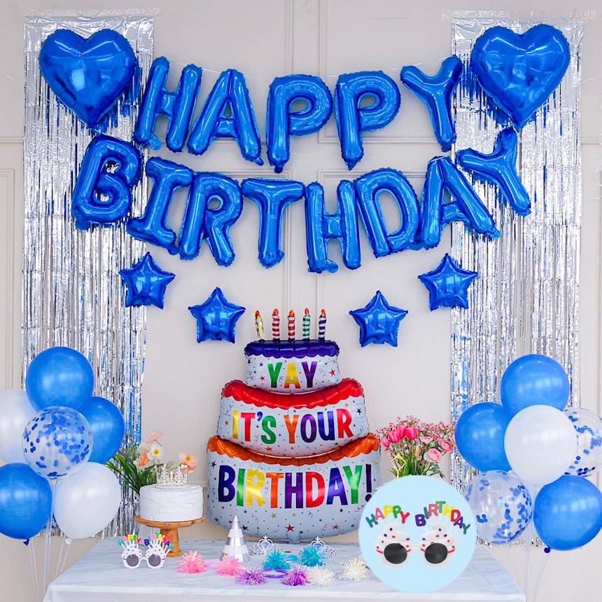 연지마켓 생일풍선 생일파티용품 세트, 캔들 블루B 11,800원