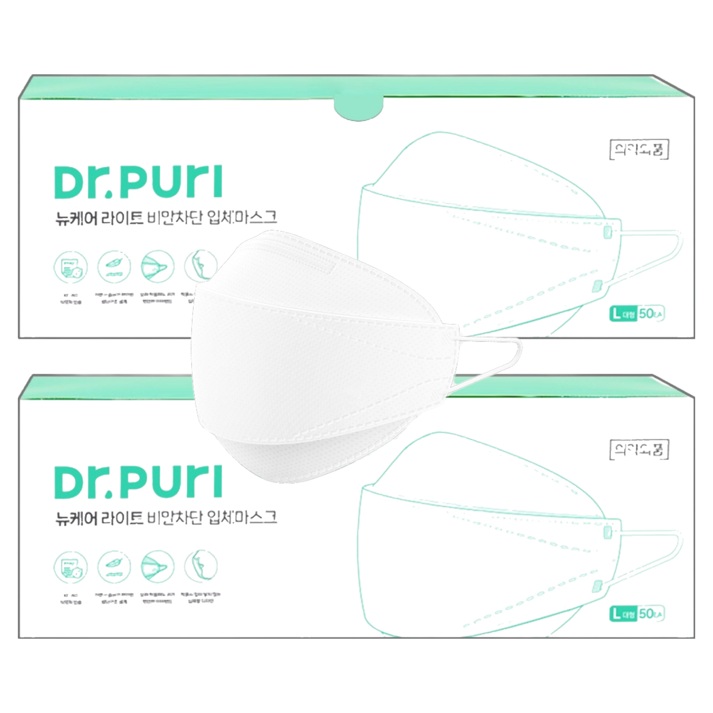 닥터퓨리 뉴케어 라이트 입체마스크 대형 KF-AD, 50개입, 2개, 단일 색상 34,800원