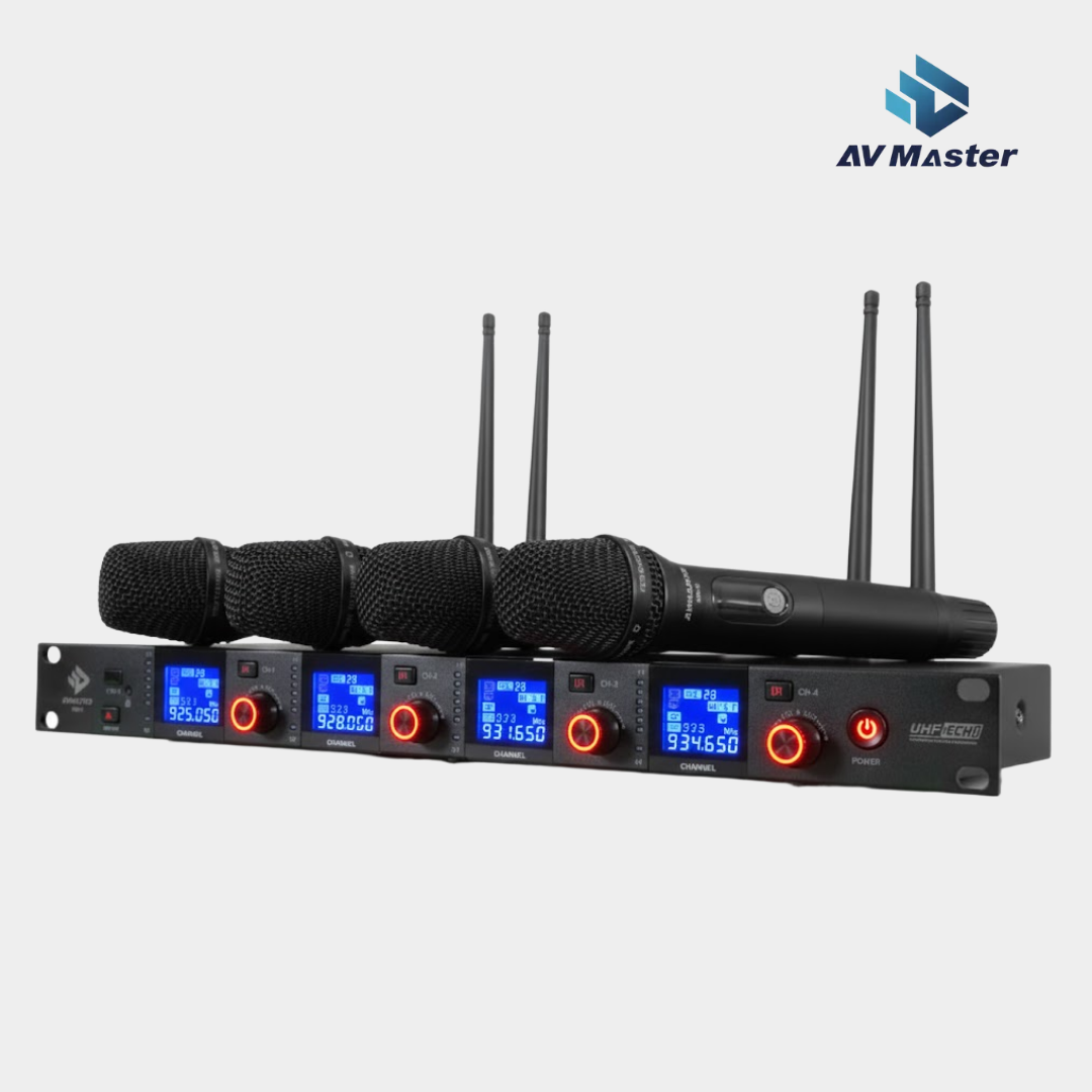 AVMASTER 4채널 무선마이크 시스템 고성능, 공연용 추천,전문가용, 교회찬양팀 ,버스킹, SMC-9004 580,000원