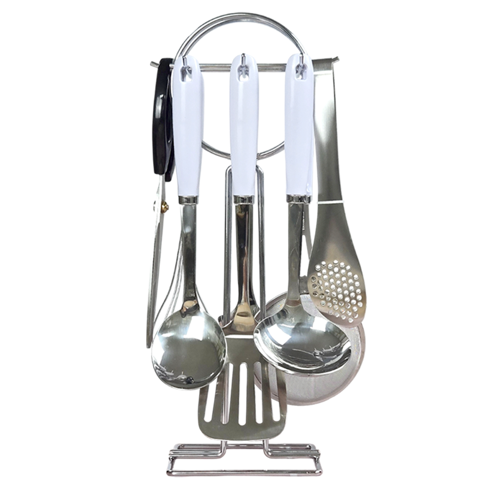 [DAMDA] 스테인리스 조리도구세트 9종 화이트/올스텐, 회전거치대 포함, 1개, 화이트, 조리도구 8p+회전거치대 28,900원