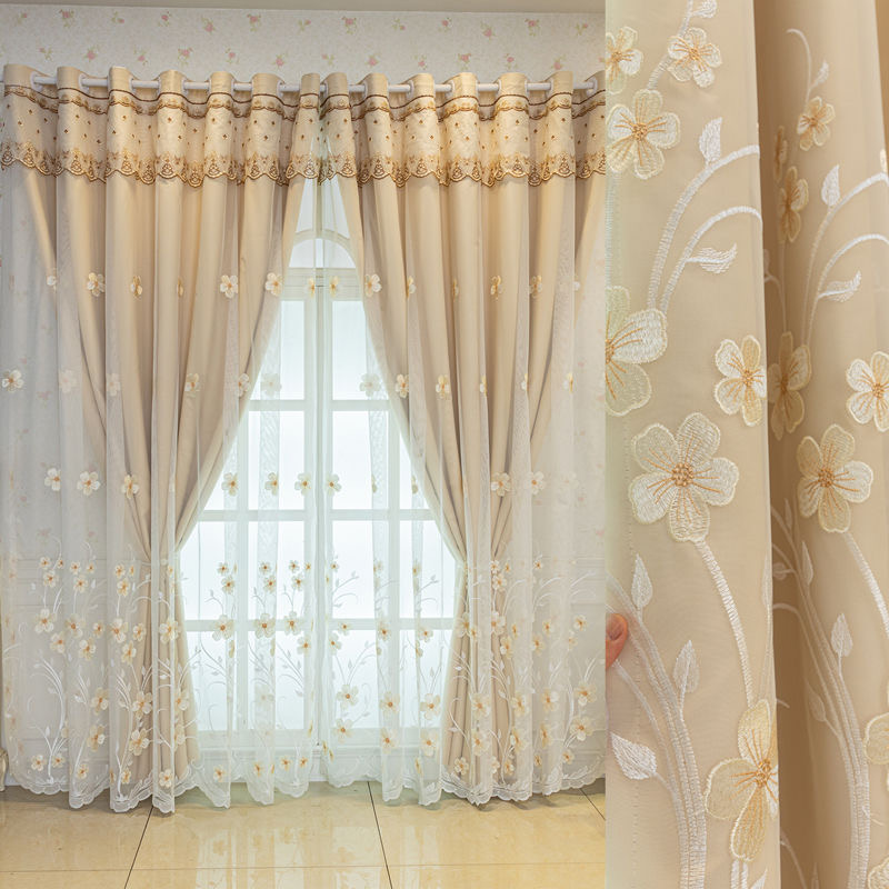 데미이엔 플라워 자수 이중 레이스 암막커튼 2장 78,600원