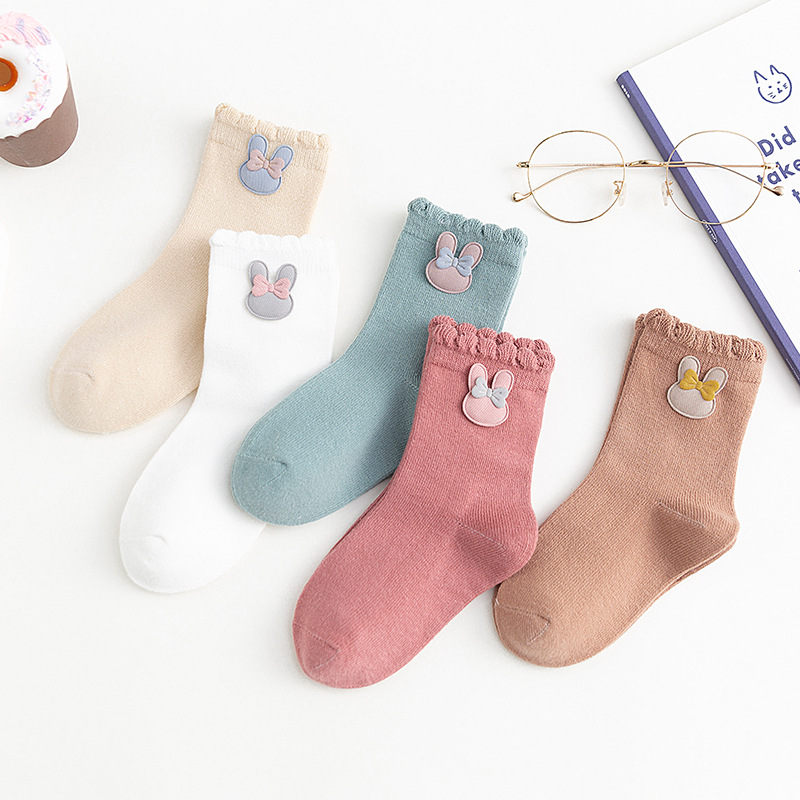 뿜뿜삭스 토끼 친구들 리본 아동양말 여아 중목양말 5켤레 CF21 7,900원