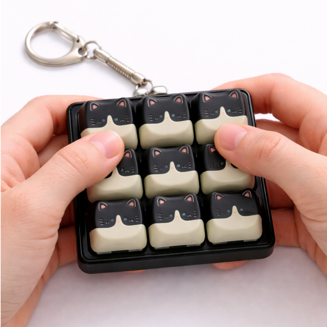 어센드원 타건감 좋은 고양이 키캡 키링 9구 딸깍이 가방고리 14,910원