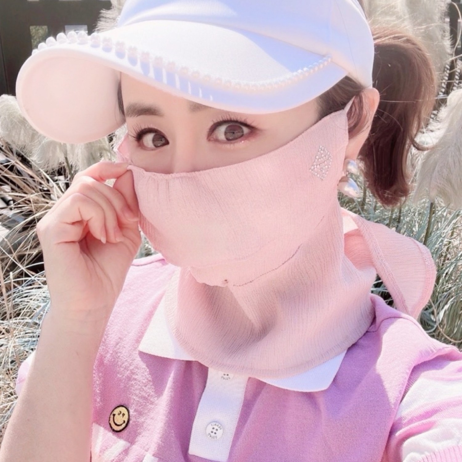 휴스토니 자외선 차단 골프 인견 마스크 스포츠 여성 얼굴햇빛가리개, 핑크, 1개 24,500원