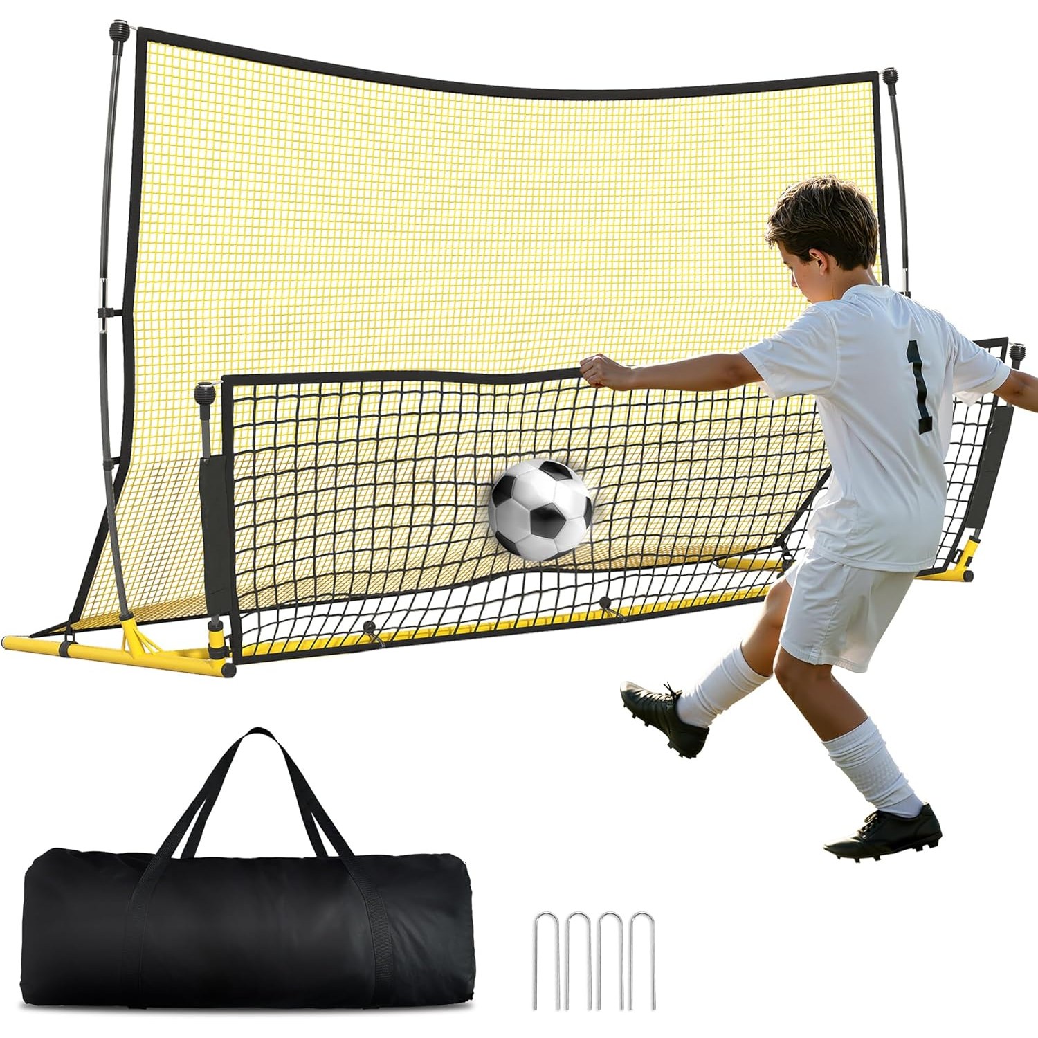 SAIVEINA 아웃도어 간편 조립식 축구 트래핑 연습 양면 네트 프리미엄 경기용 연습용 트레이너 리바운드 네트, 블랙 39,900원