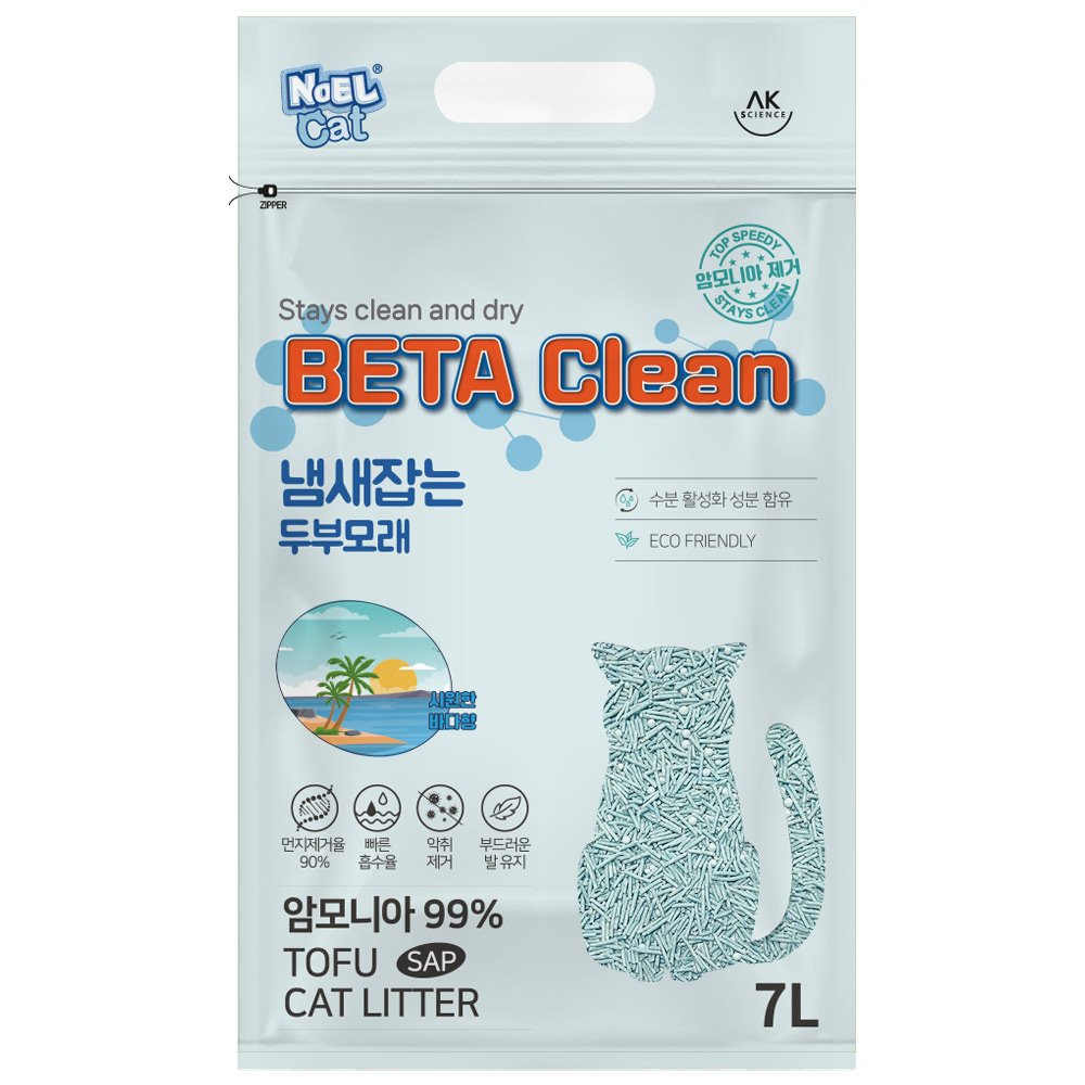 베타클린 고양이 냄새잡는 두부모래 고양이 화장실 모래 탈취 냄새제거 응고력 강한 먼지적은 친환경, 7L, 6개, 시원한 바다향 41,710원