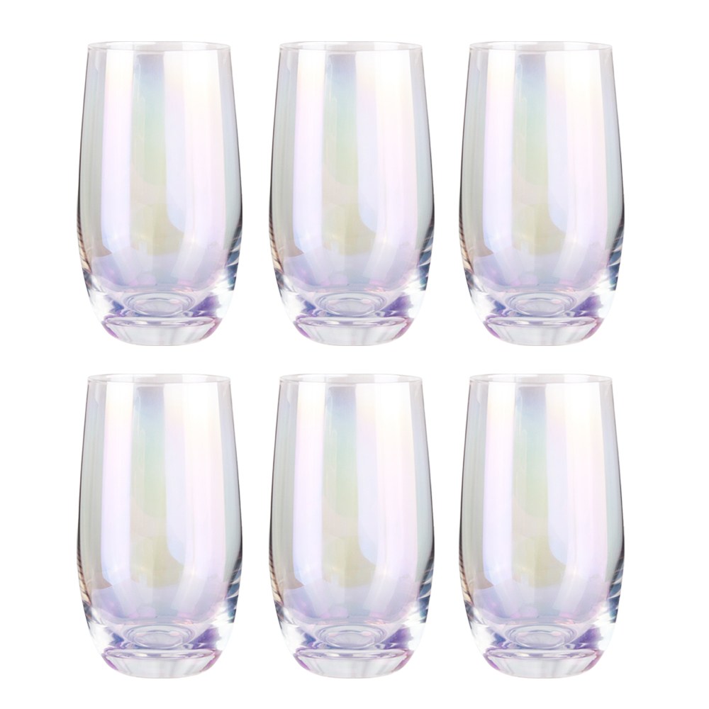 오로라 홀로그램 유리컵 385ml 6개입 세트 하이볼 유리컵 롱컵, 6개, 단일 9,840원