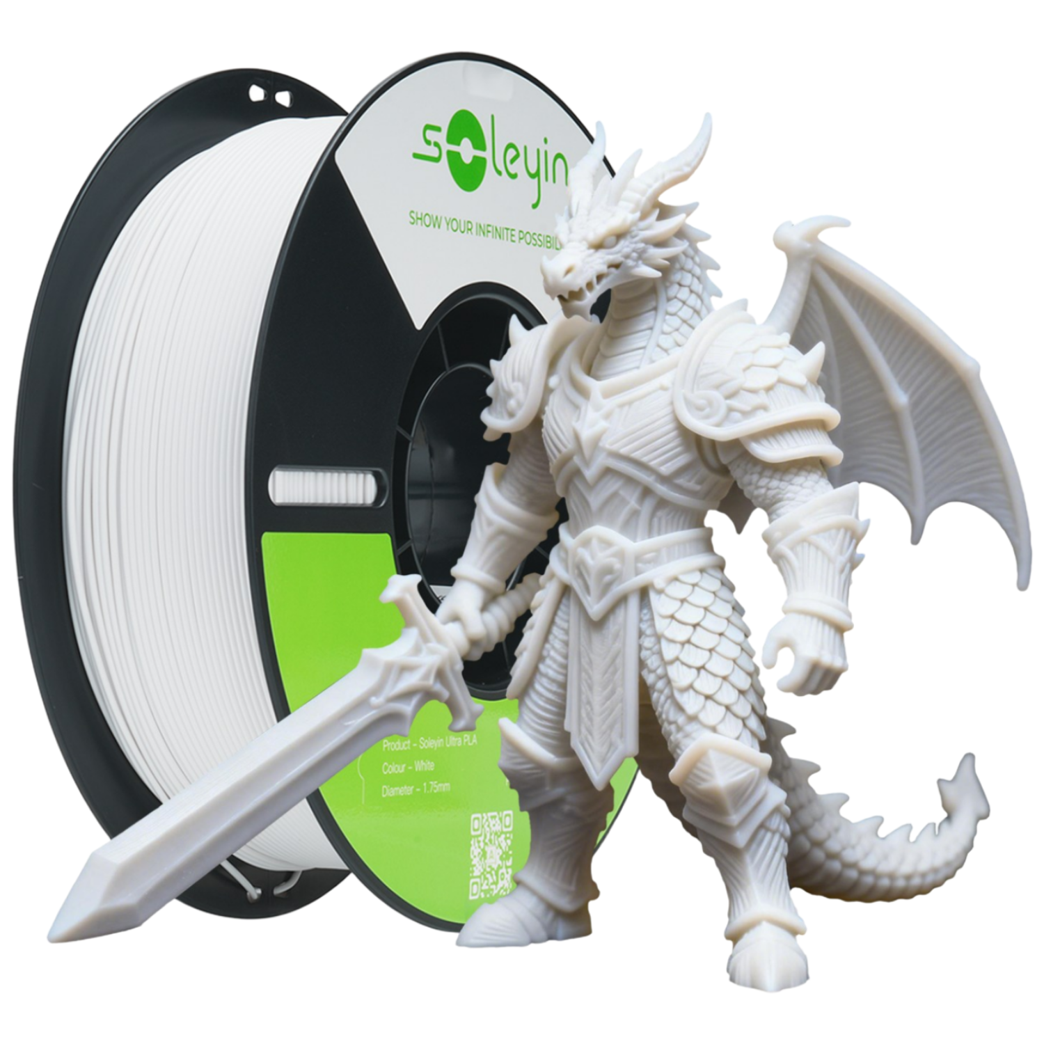 CREALITY 크리알리티 고속 프린팅 Soleyin Ultra PLA 3D 프린터 필라멘트1.75mm 1kg, 흰색 14,500원
