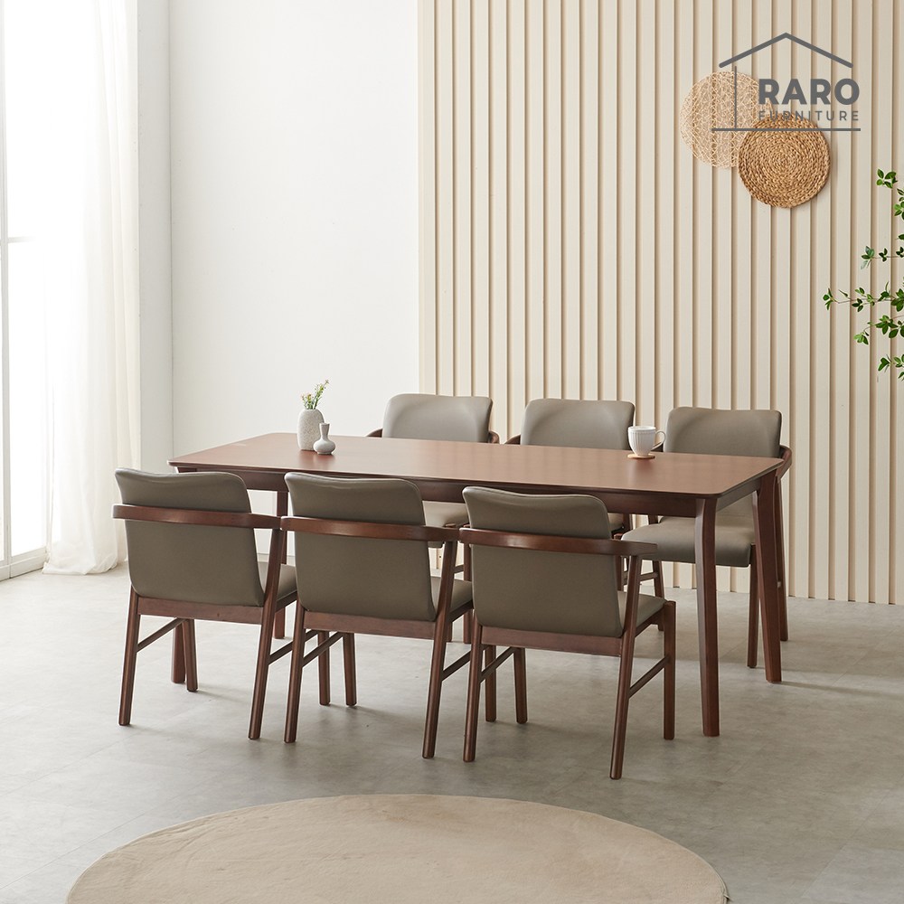라로퍼니처 위니 1900 고무나무 원목 6인 식탁 세트, 단일색상 630,000원