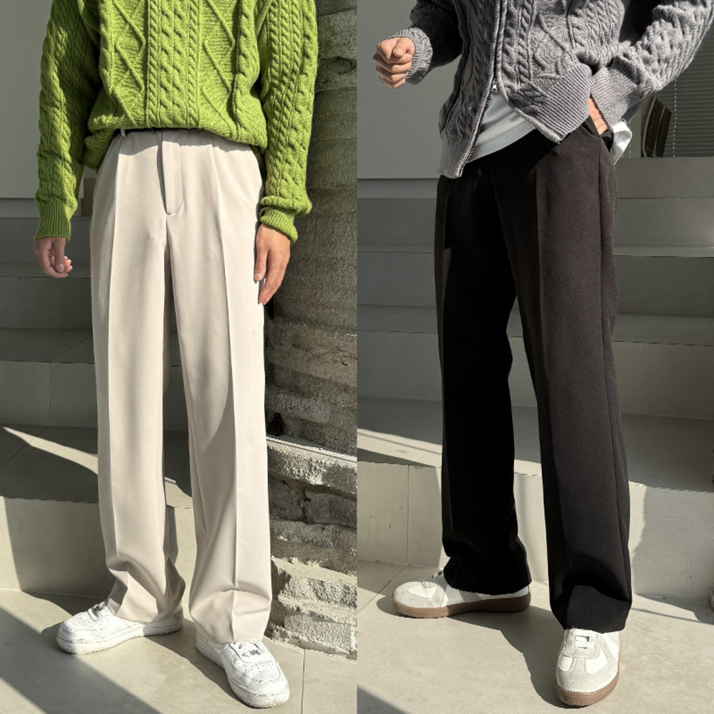 남자 사계절 구김없는 링클프리 뒷밴딩 스판 와이드 슬랙스 25,800원