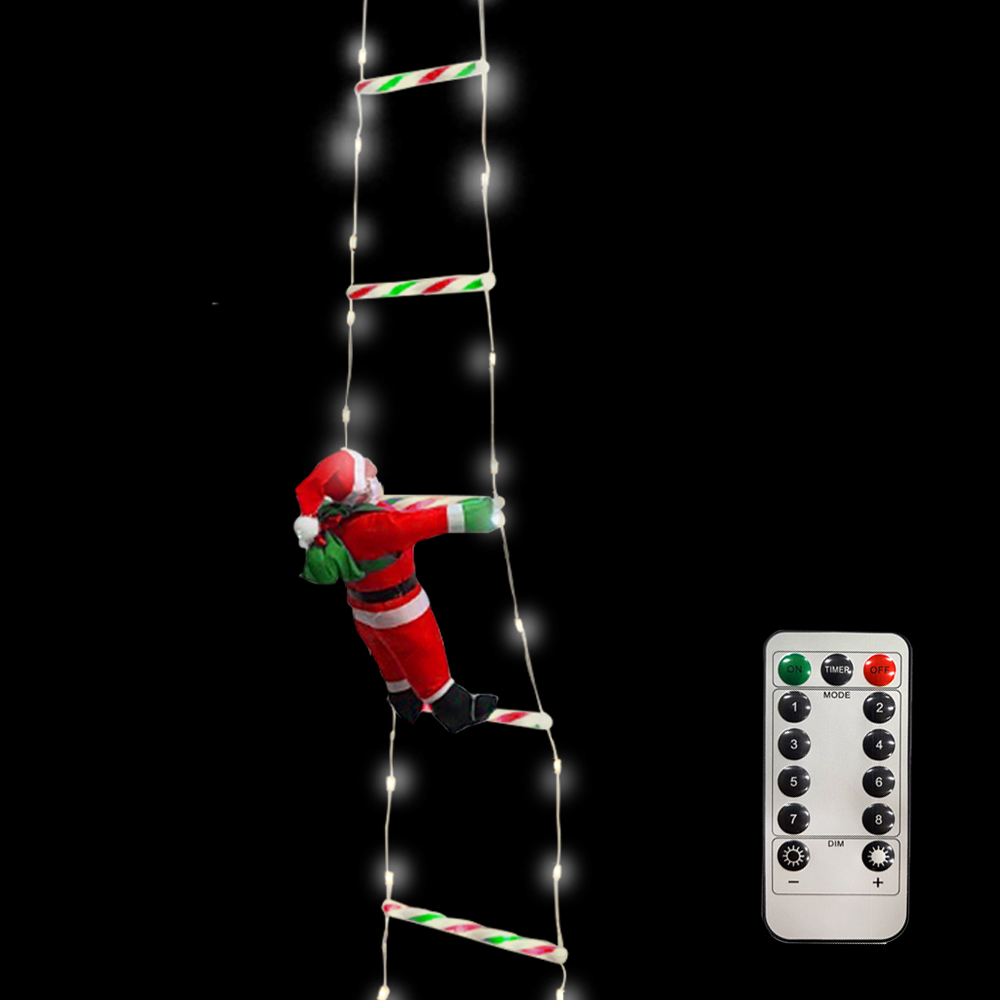 크리스마스 소품 조명 대롱대롱 사다리 줄 벽타는 산타 인형 장식 전구 USB형 리모컨, 1개, 화이트 29,890원