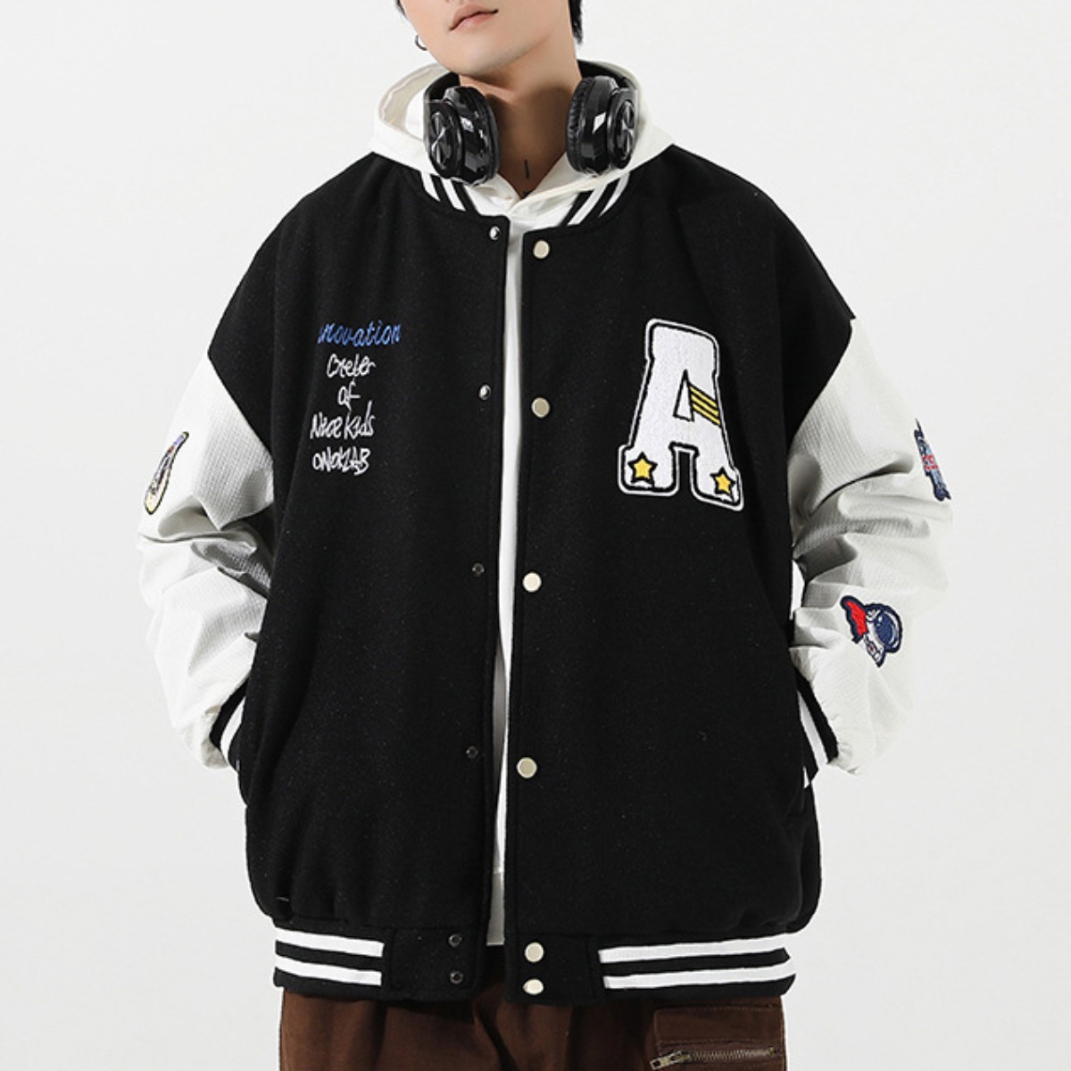 킹앤조이 부클에이 웡카 와펜 루즈핏 야구점퍼(퀼팅안감) 86,800원