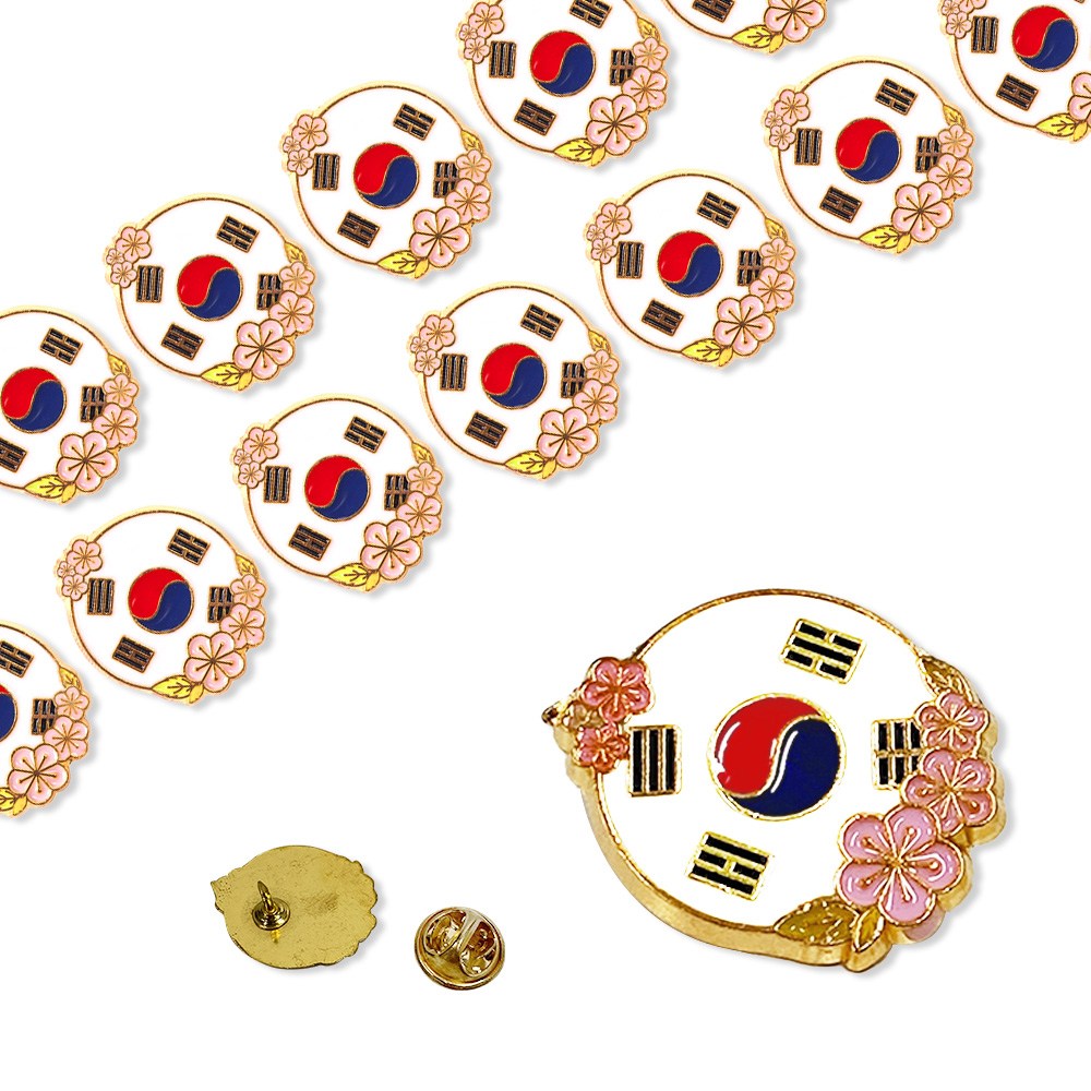 군인 뱃지 / 원형 플라워 태극기 배지 - 군인 학교 행사 기념 선물 33,600원