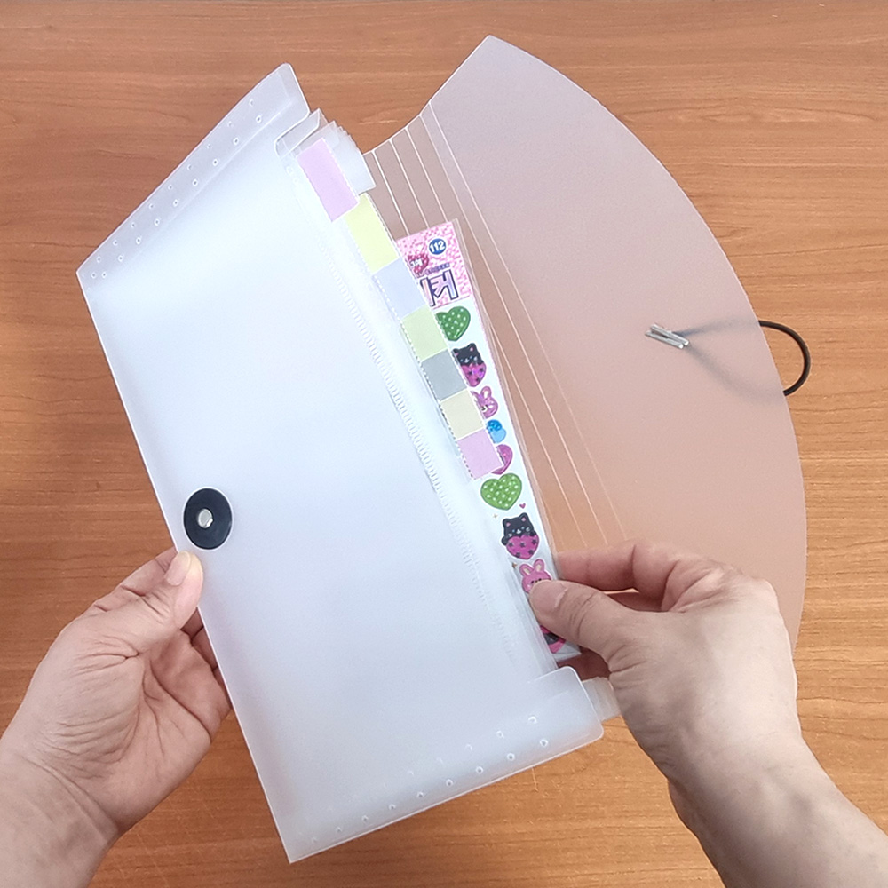 더이안 미니 아코디언 13칸 포켓 파일 파우치 스티커 영수증 통장 정리 보관, 1개 3,500원