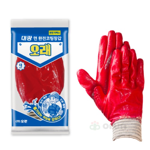 DAEKWANG 오래 면완전코팅장갑, 빨강, 10개 14,500원