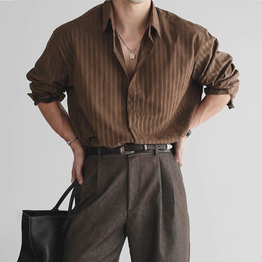 남성 모던 스트라이프 루즈핏 데일리 긴팔 셔츠 34,900원