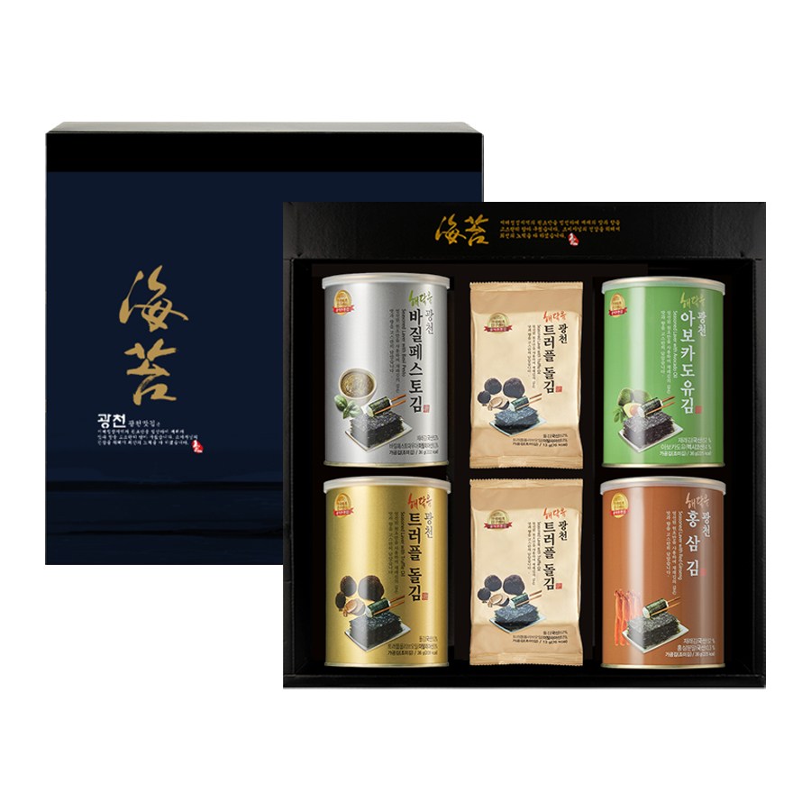 명품 해달음 광천 트러플 아보카도유 홍삼 재래김 도시락캔김 고급 답례품 쇼핑백포함 4캔 선물세트 178,000원