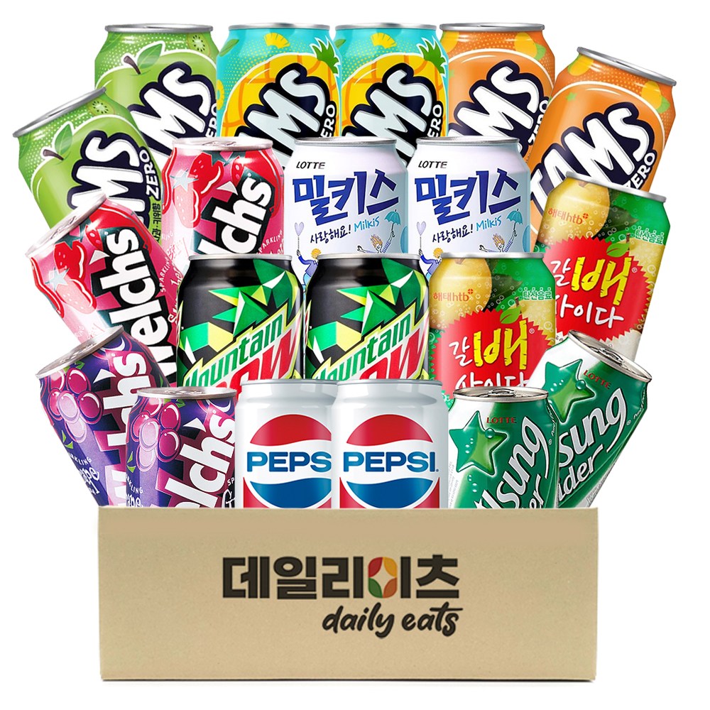 [데일리이츠] 탄산음료 뚱캔 10종 20캔 A세트 (340~355ml), 1세트, 355ml 24,500원