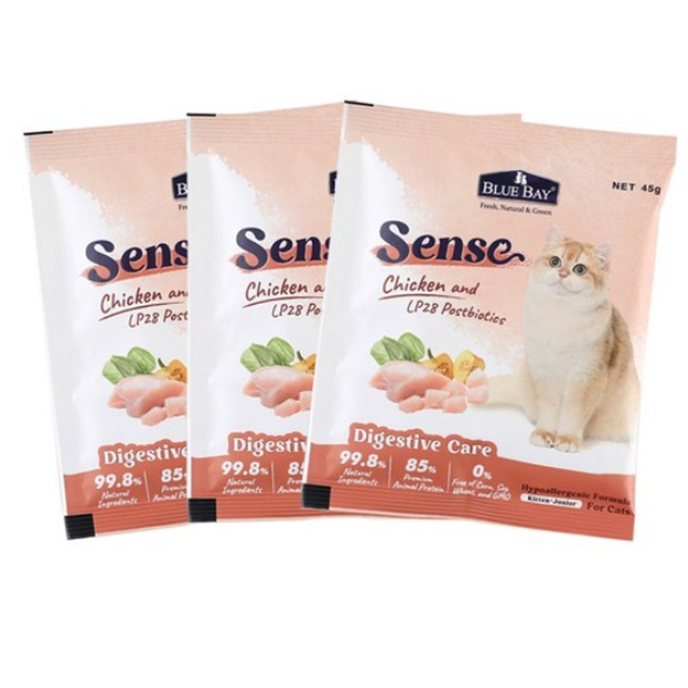 블루베이 고양이 센스 닭 & 프로바이오틱스 건식사료, 45g, 3개, 닭 3,000원