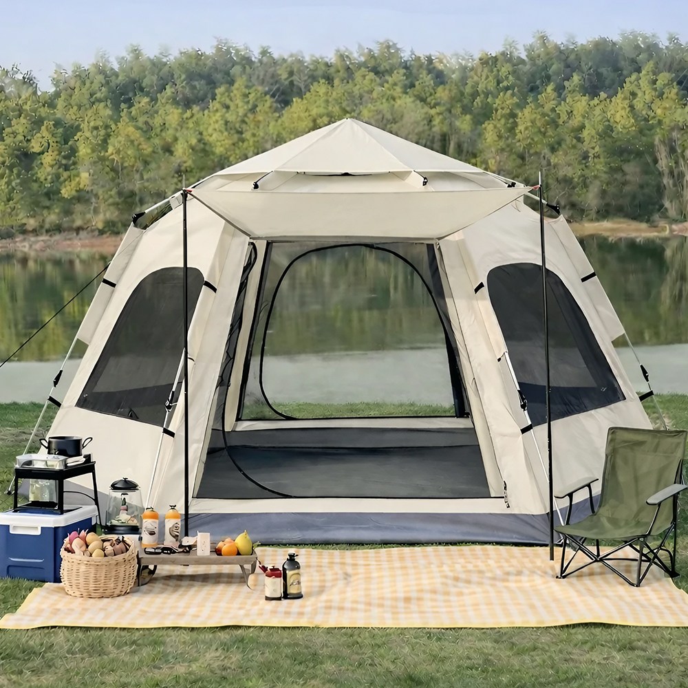 캠프텐버 아웃도어 캠핑 원터치 텐트, 아이보리 94,750원