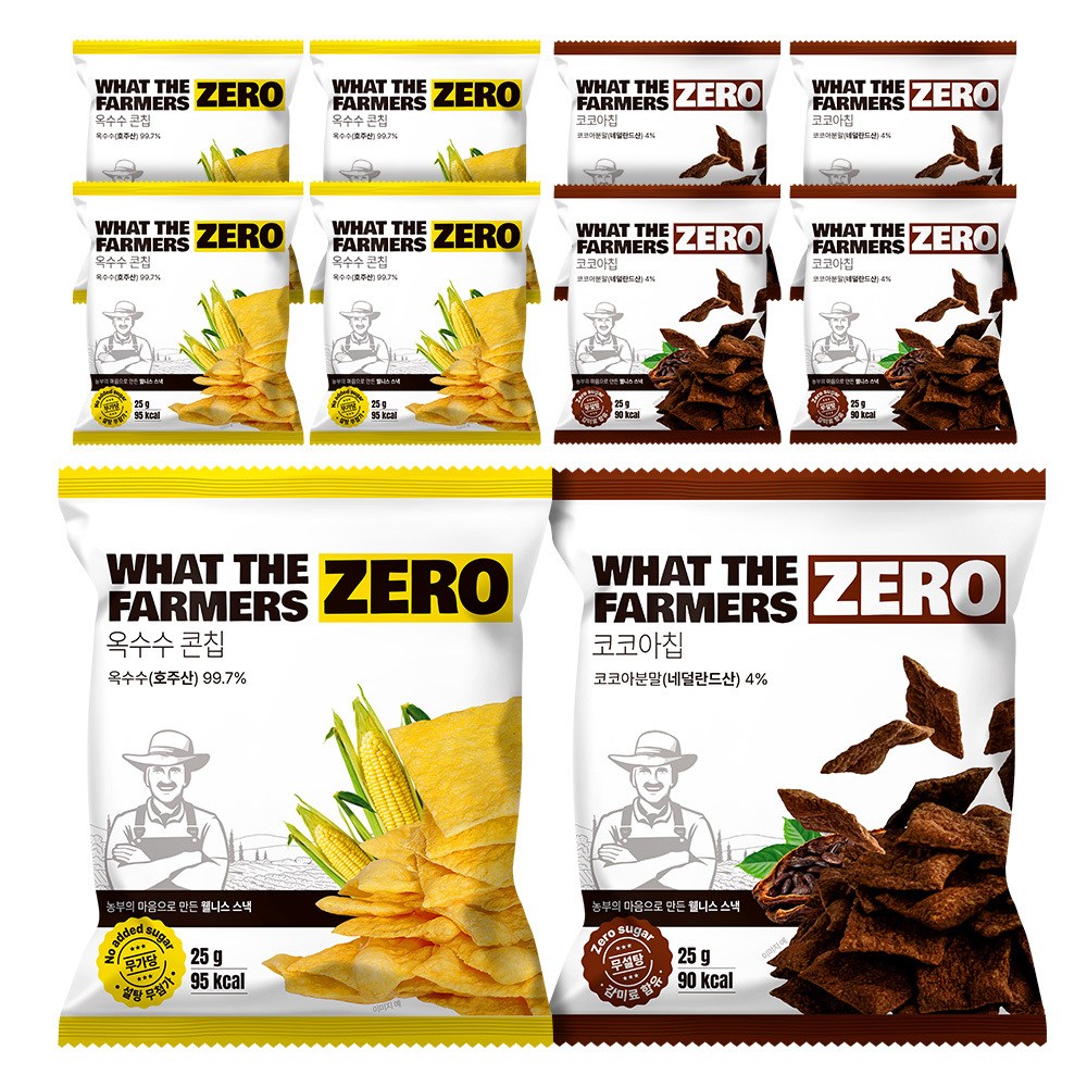 왓더파머스 다이어트간식 혼합구성 기름제로, 1세트, 옥수수 5봉+코코아 5봉 15,900원