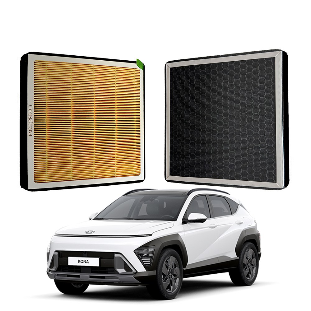 리얼핏 헤파 활성탄 듀얼 에어컨필터 [현대기아차종호환], 1개, PRE-02 / 코나 SX2 (23~현재) 17,900원