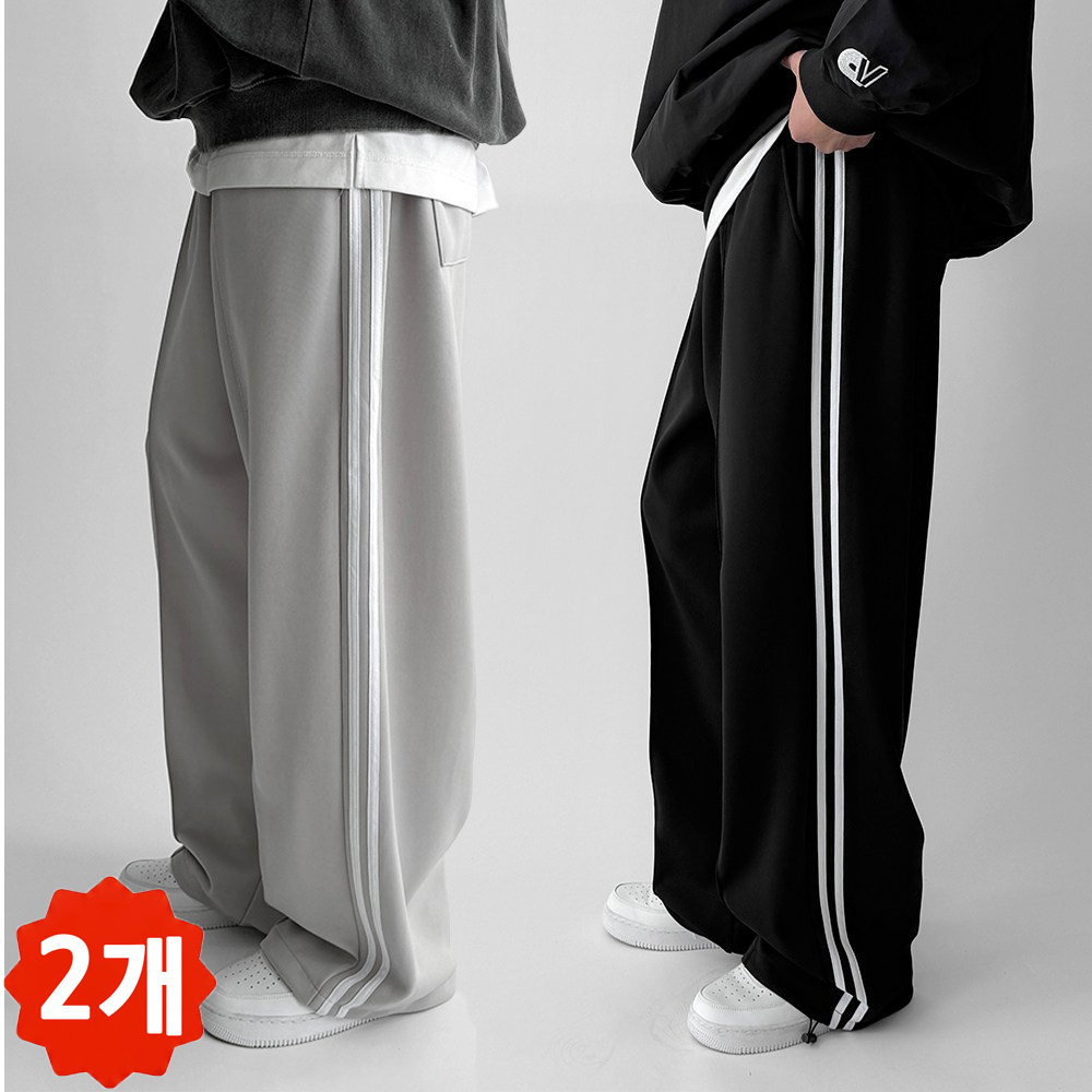 빠델 1+1투트랙 핀탁 와이드 스트링 트레이닝 팬츠 34,800원