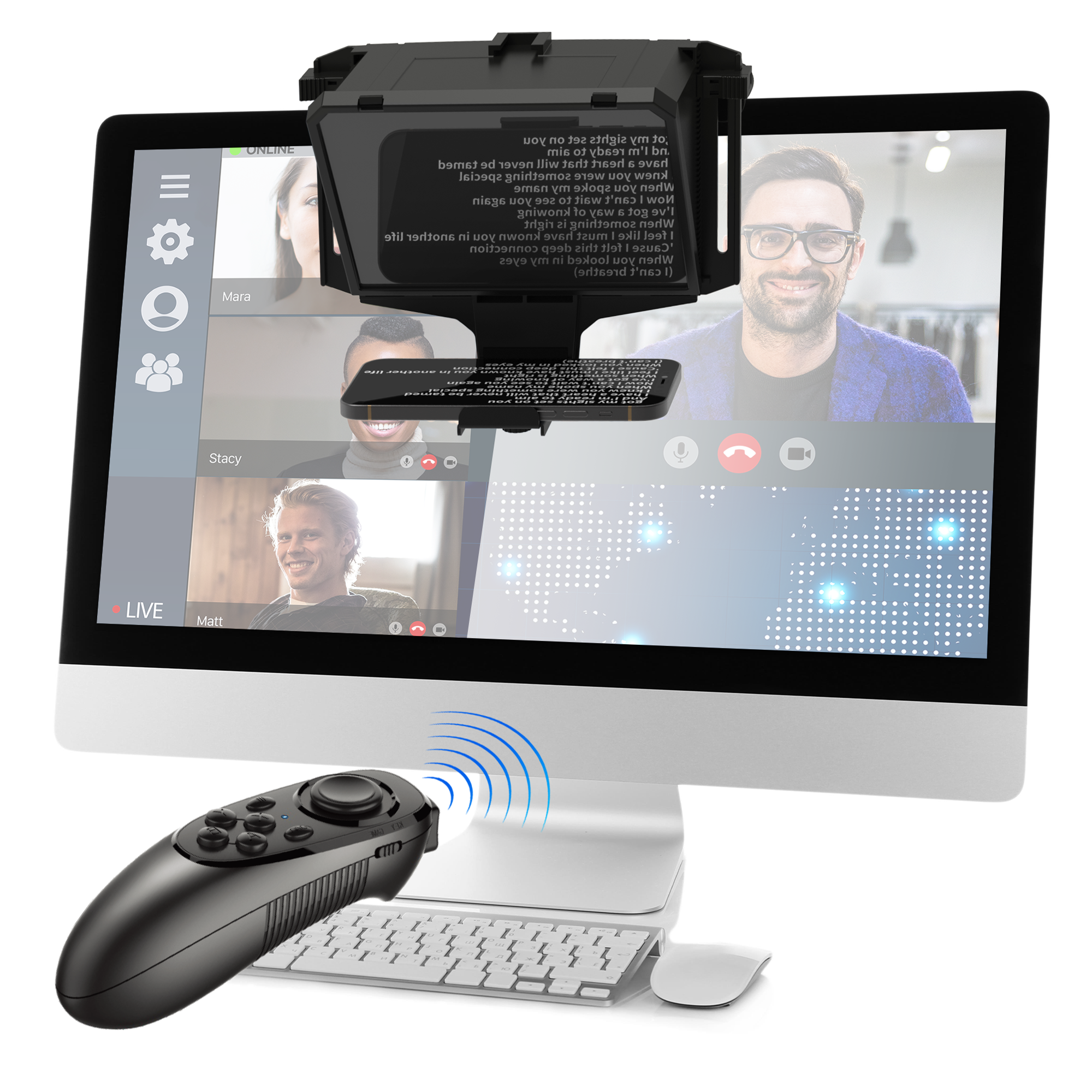 Geimrsy 7.7인치 휴대용 텔레프롬프터 HD 디스플레이 글래스 리모컨 지원, iOS/Android 호환, 1세트, S75 48,980원