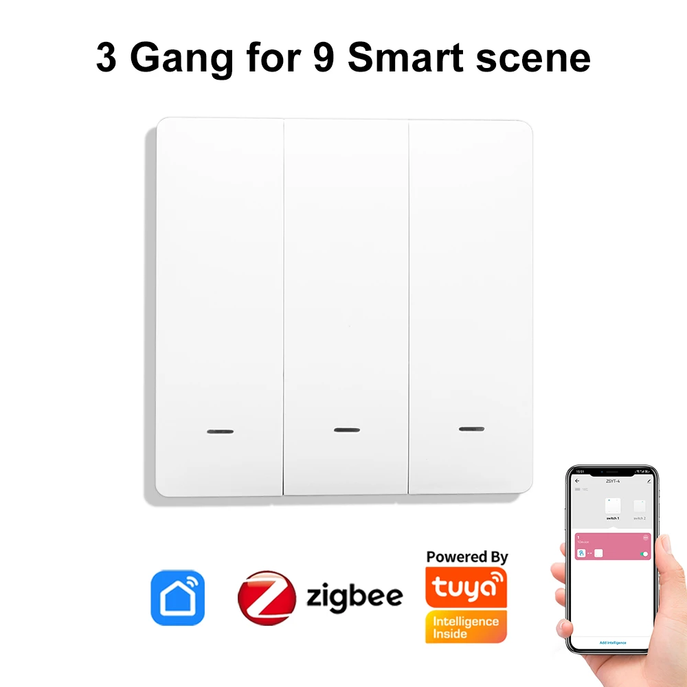 AI 스마트 원격 제어 스위치 무선 전등 조명 와이파이 타이머 투야 라이프 지그비 12 장면 푸시 단추 배터리 구동 장치용 자동화 3/4 갱 25,380원