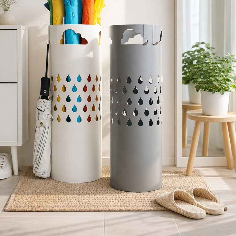 구름 철제 원형 우산꽂이 우산거치대 철제우산꽂이 우산고리 증정, 원형 우산꽂이 - 매트 화이트, 1개 22,800원