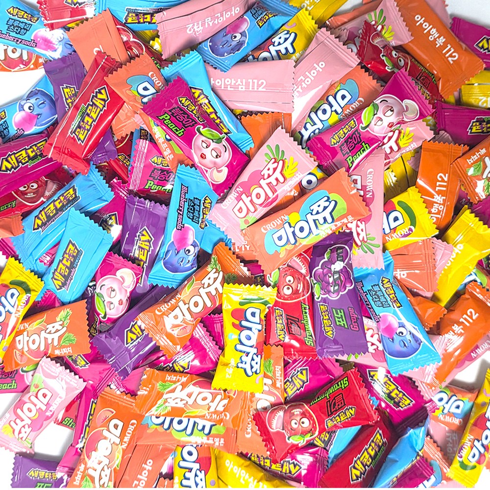 마이쮸 새콤달콤 혼합 190입 세트 ( 새콤달콤 핑크리치 애플망고 써니피치 켄털루프멜론 , 마이쭈 포도 복숭아 딸기 블루베리소다 ) 개별 포장 젤리 대용량 세트, 190개, 4g 15,900원