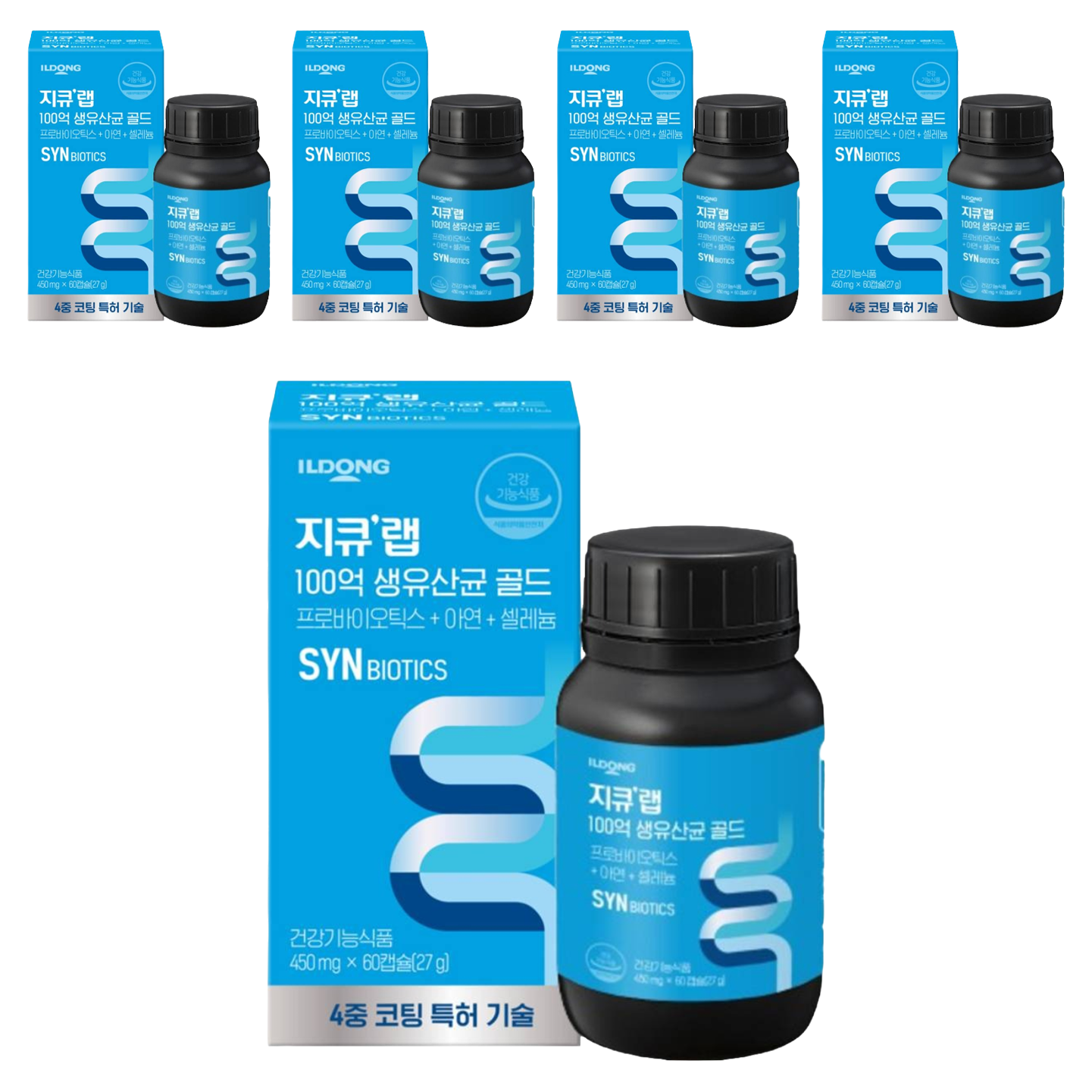 지큐랩 100억 생유산균 골드 450mg, 60정, 5개 112,500원