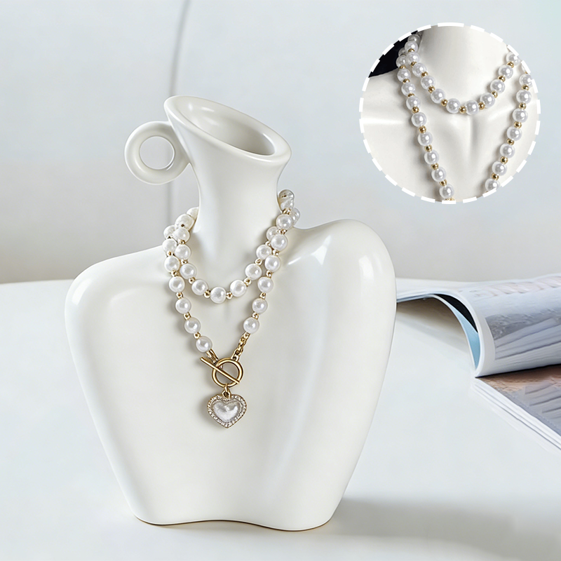 화이트 글로시 바스트 모양 세라믹 꽃병, 액세서리 디스플레이 겸용 홈 데코 소품, White 19,500원