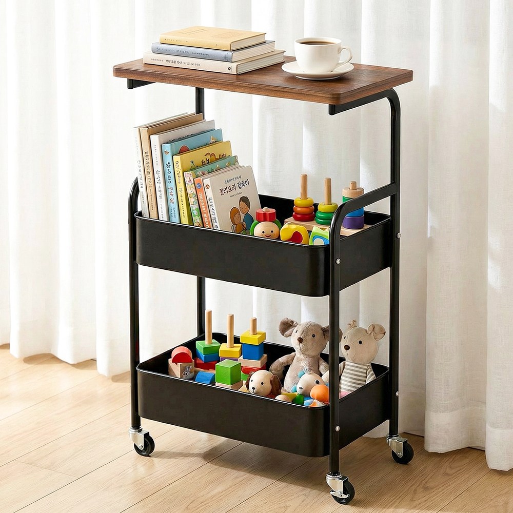 Gueray  이동식 철제 트롤리  회전 카트 튼튼한  수납 선반  바퀴달린 사이드 틈새 슬림  진열대 테이블 주방 세탁실 17,890원