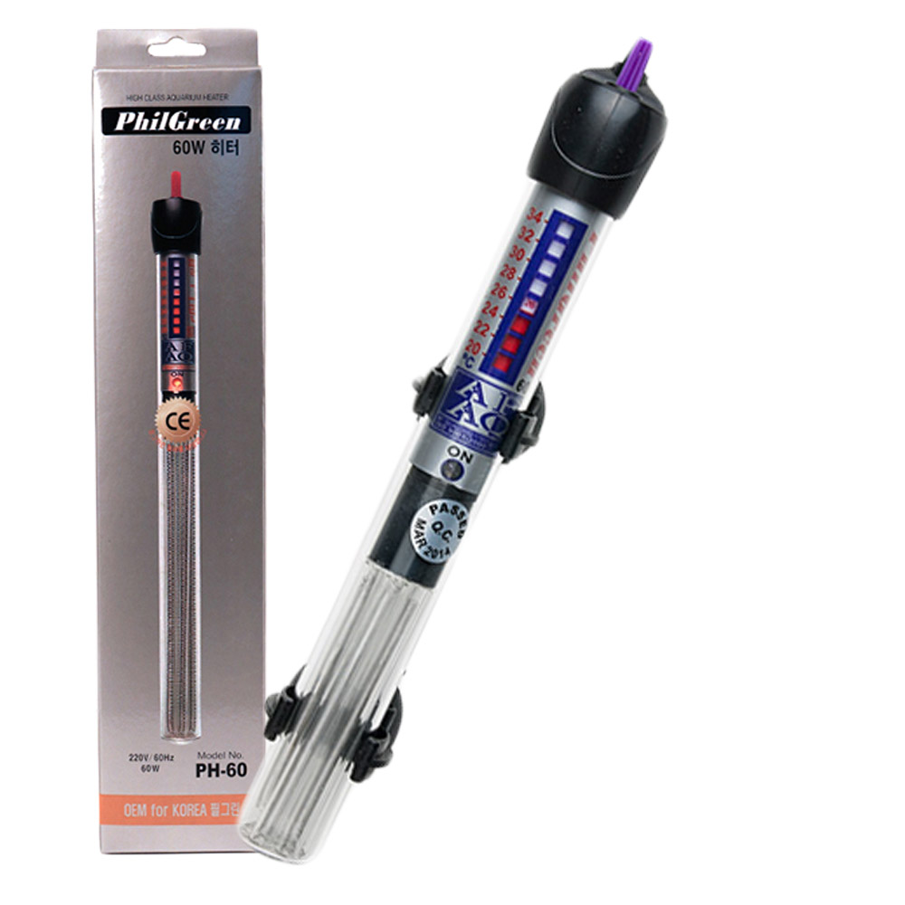 필그린 히터 PH-60W 관상어 수족관 수중 열대어 어항 히터 물멍법인몰 수족관용품 5,970원