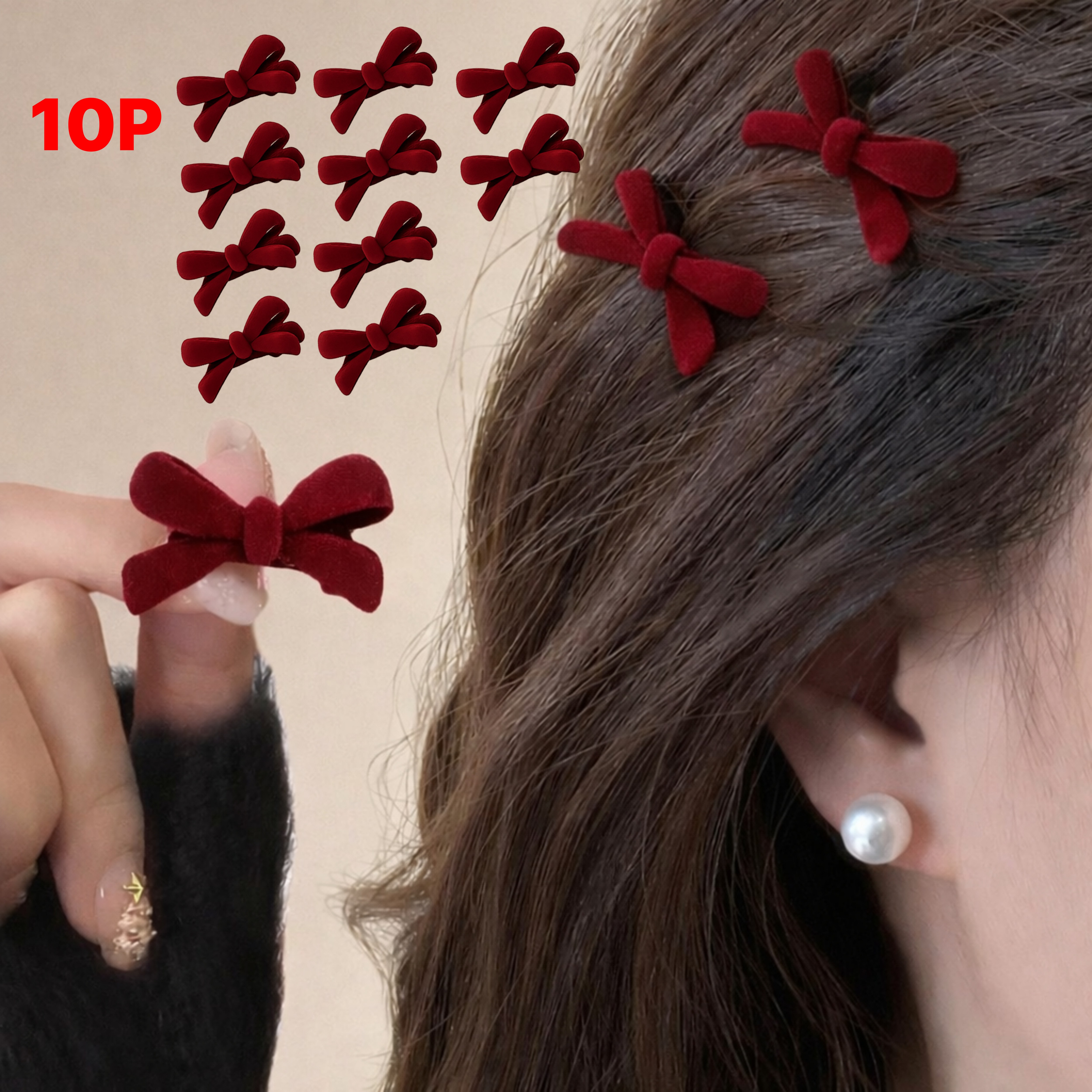 별오점 리본 미니 고정 집게핀 머리핀 헤어핀 세트 6,450원