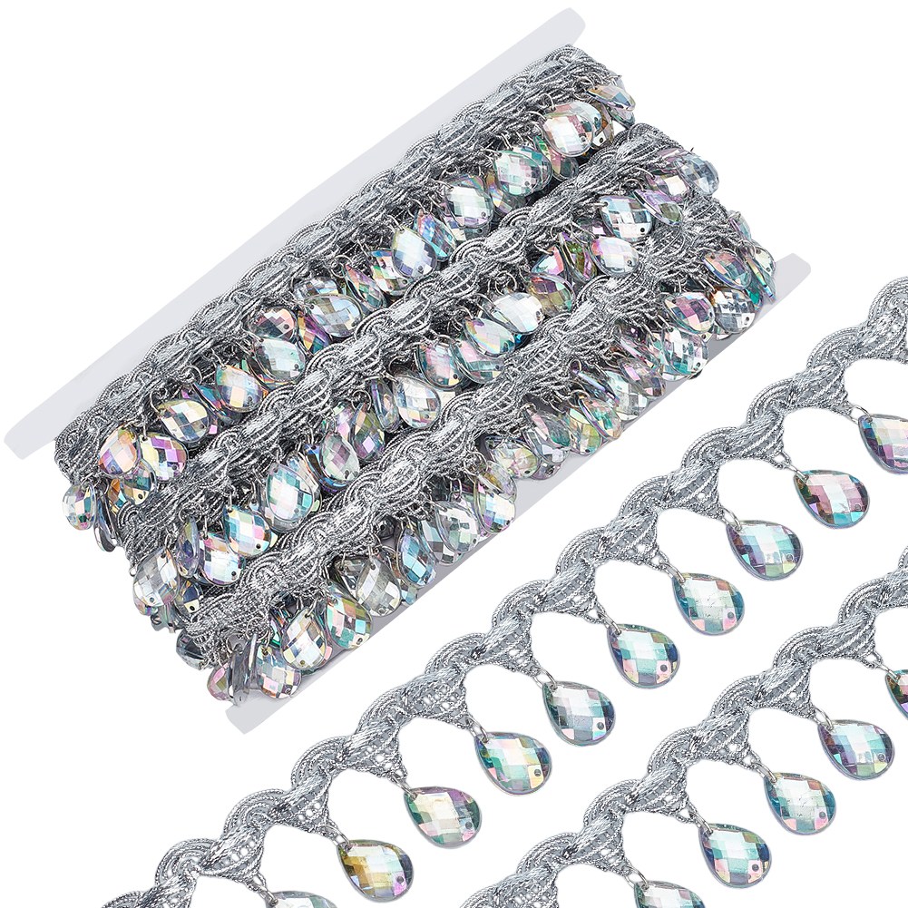 메탈릭 스레드 레이스 트림 럭셔리 감성 의상 인테리어 DIY, 1개, 화이트 페이크 펄 22,390원