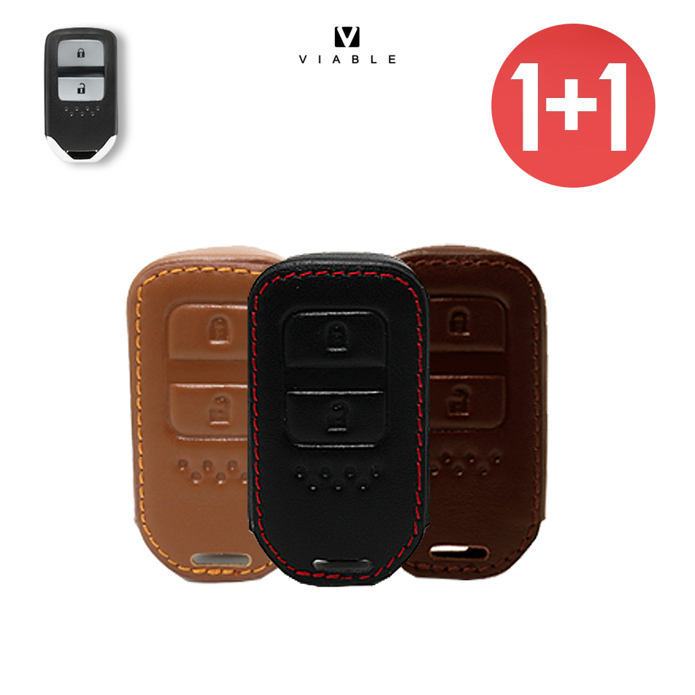 바이어블 1+1 혼다 어코드 하이브리드 CRV 시빅 HR-V 스마트키 천연 소 가죽 케이스, 블랙+브라운 19,900원
