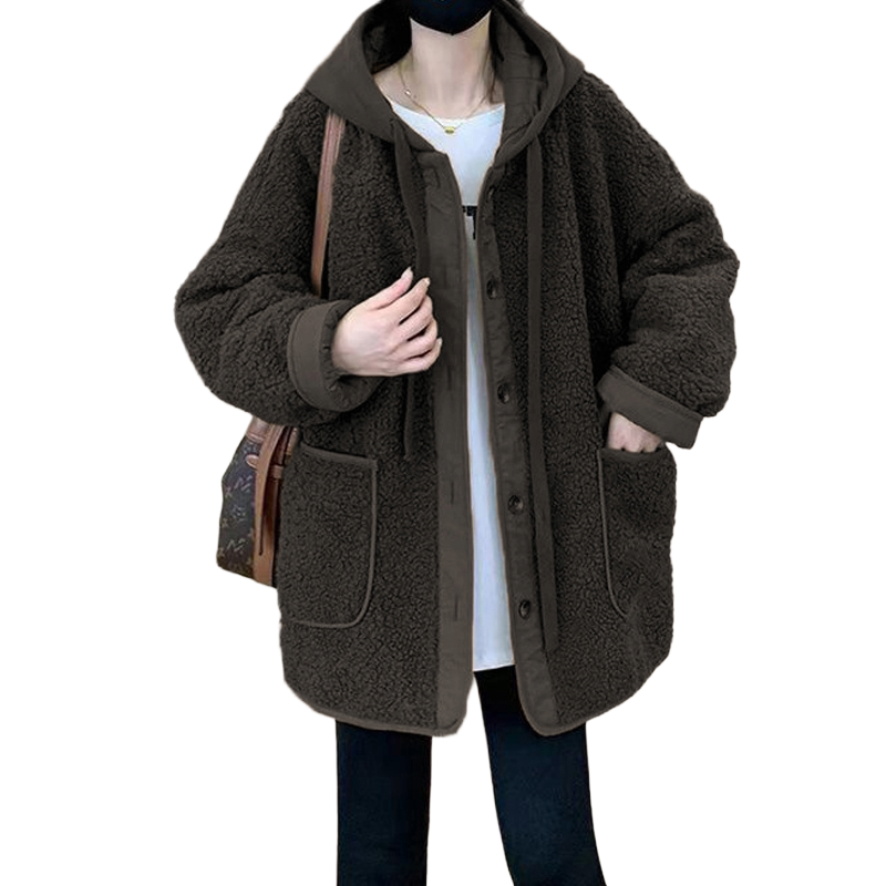 퀸앤조이 미녀77 아도프 후드 단추 뽀글이 점퍼***판매자 SSK무역*** 74,800원