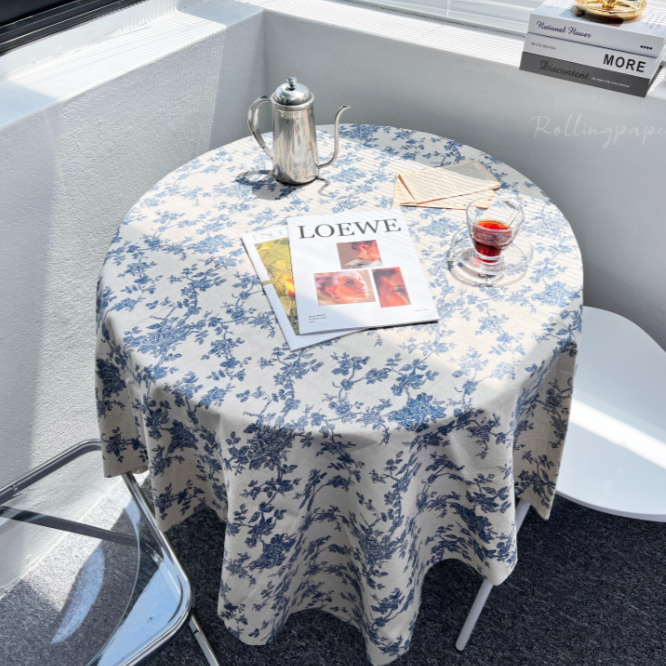 롤링페이퍼 블루밍 빈티지 플라워 린넨 테이블보 식탁보 12,900원
