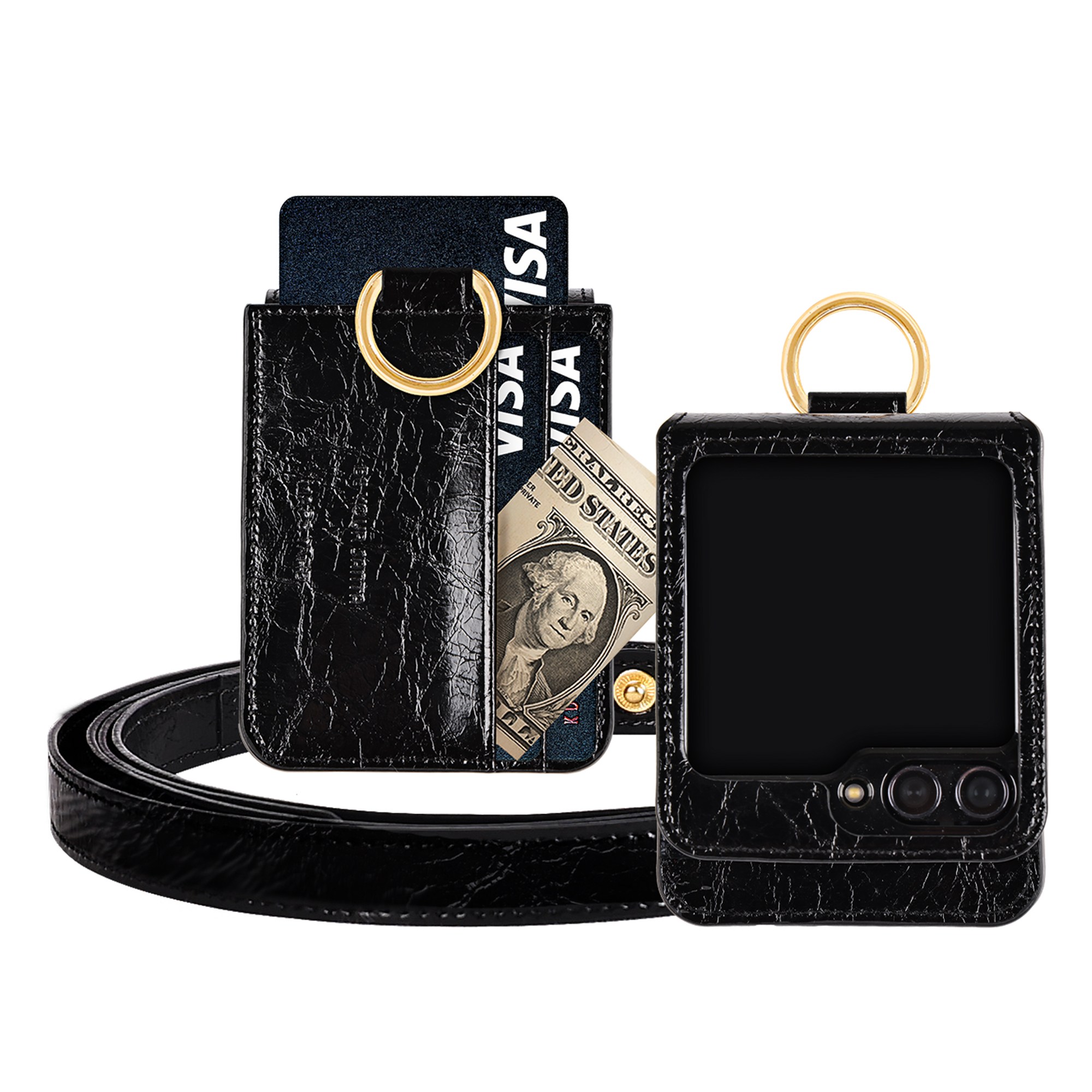 비유어산타 갤럭시 Z플립6 케이스 천연가죽 힌지보호 카드 수납 링 플립6 마스야드(3포켓) (1포켓) D링용 숄더스트랩 세트 106,190원