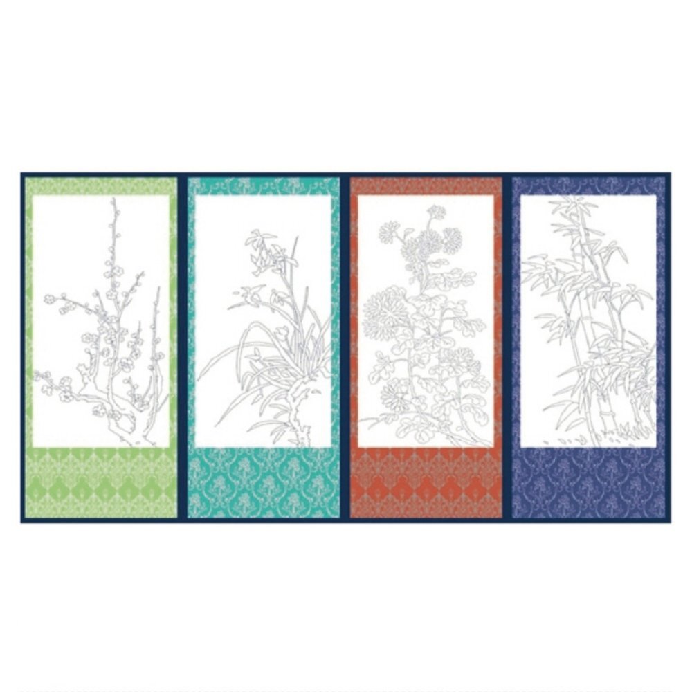 전통 문양 사군자 병풍 4폭 종이병풍 민속 소품용 6,730원