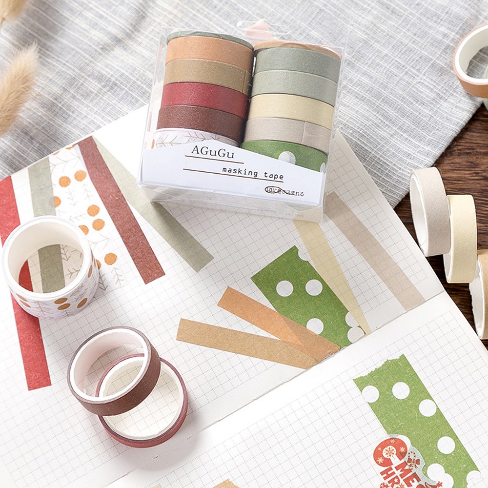 아뜰라임 다꾸 종이 단색 패턴 마스킹 테이프 10종 세트 7,950원