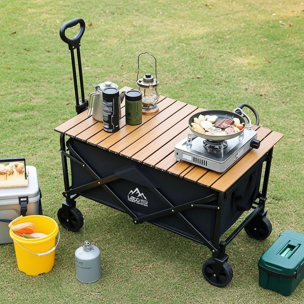 레토 캠핑웨건 카트 우드 상판 접이식 롤 테이블 LCT-W01 17,420원