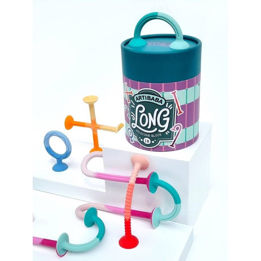 아티바바 유아 실리콘 블럭 롱 블럭 18pcs (오징어 팝콘 블럭 호환), 1개, 8색 34,000원