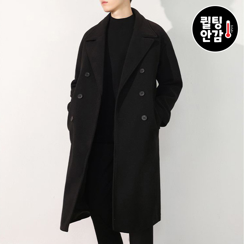 킹앤조이 에스비 더블 심플버튼 롱코트(퀼팅안감) 125,000원